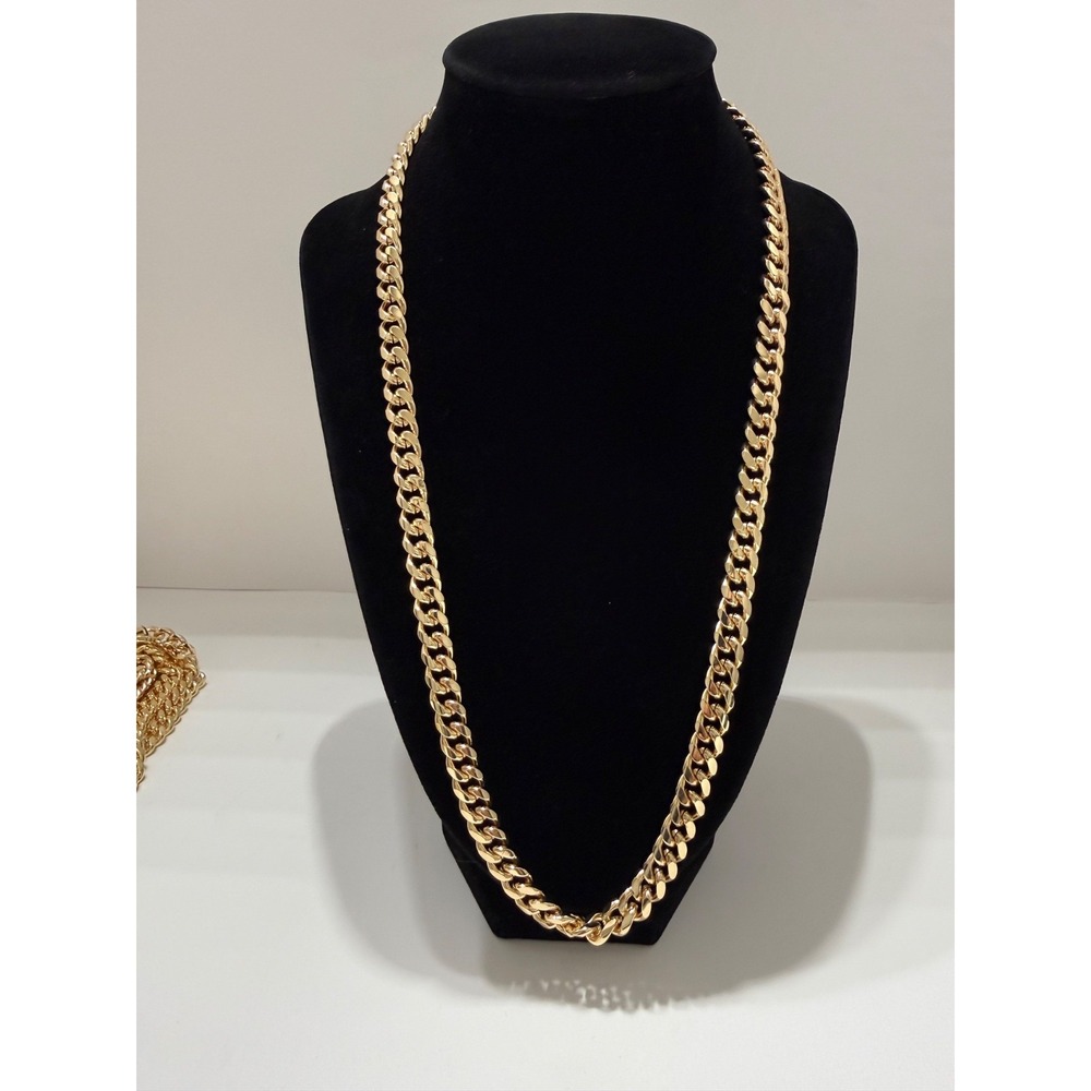 big cuban tight knit chain necklace 18k gold layered 24 inch 8.5mm lobster clasp - Picture 1 of 7